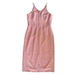 Dress The Population Lyla Blush Pink V-Neck Midi Dress Womens Large L 1537